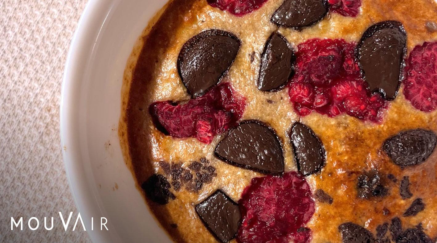 Snack nutrititivo: Avena horneada de frambuesa y chocolate en freidora de aire