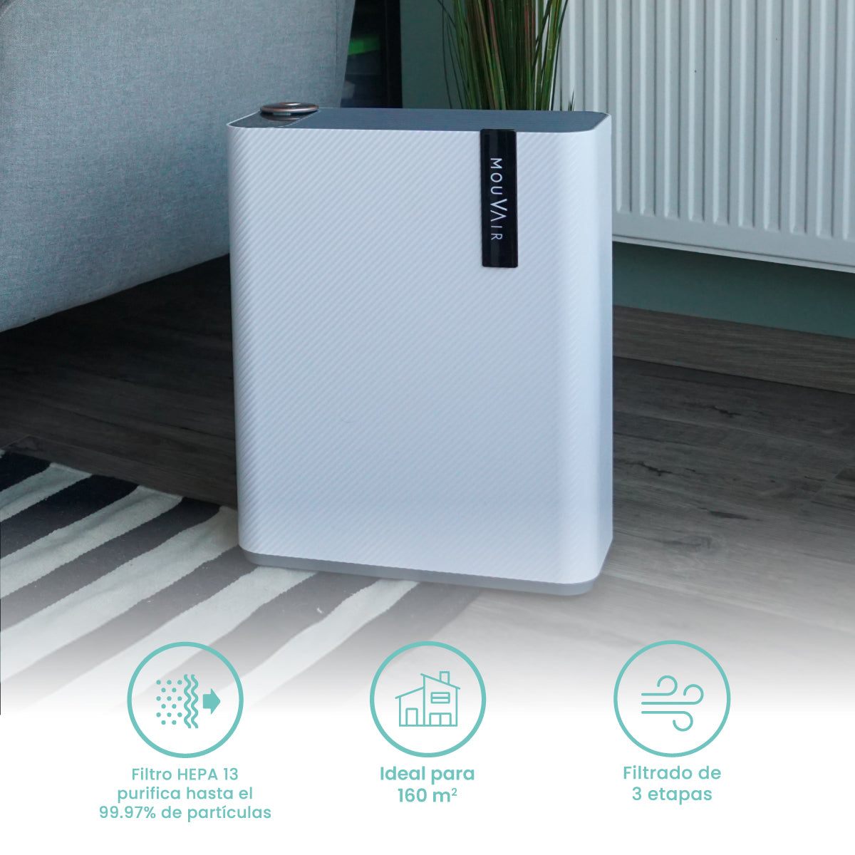 Purificador de Aire Inteligente con APP Mouvair Calm HEPA H13 con humidificador