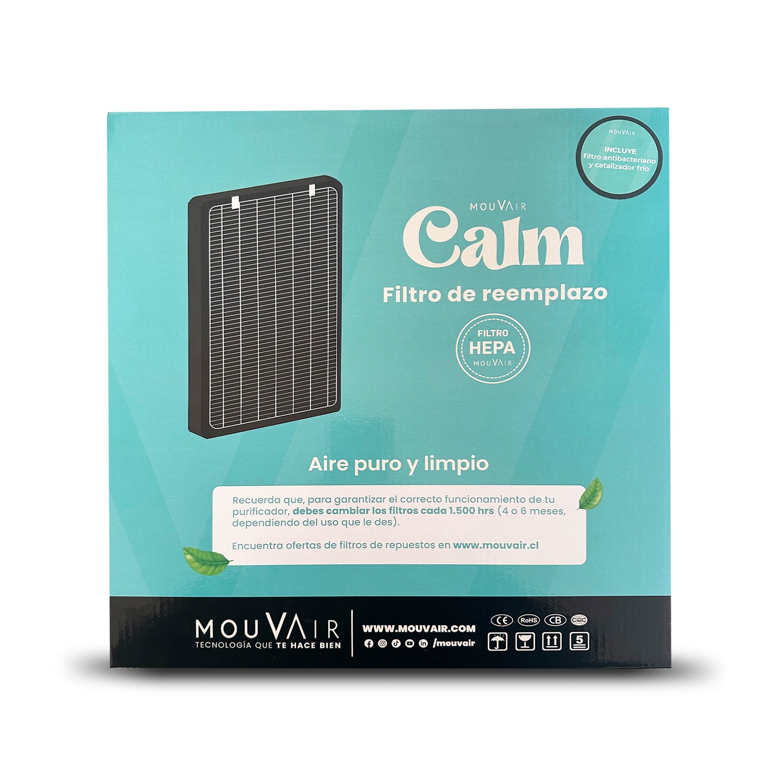 Filtros de reemplazo Mouvair Calm H13 con Catalizador (grado médico)