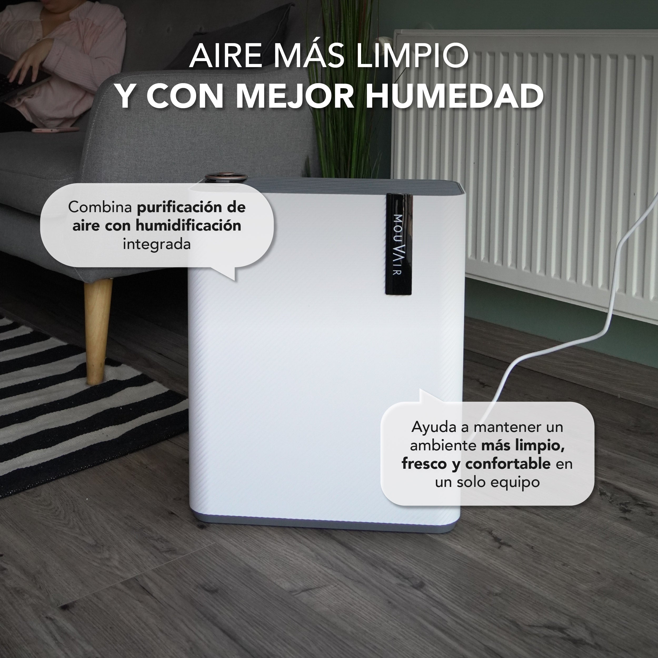 Purificador de Aire Inteligente con APP Mouvair Calm HEPA H13 con humidificador