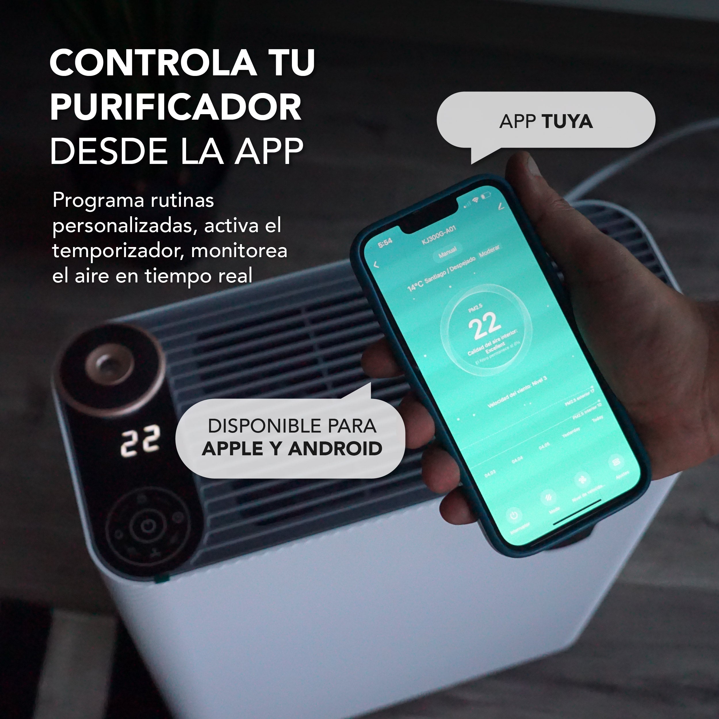 Purificador de Aire Inteligente con APP Mouvair Calm HEPA H13 con humidificador