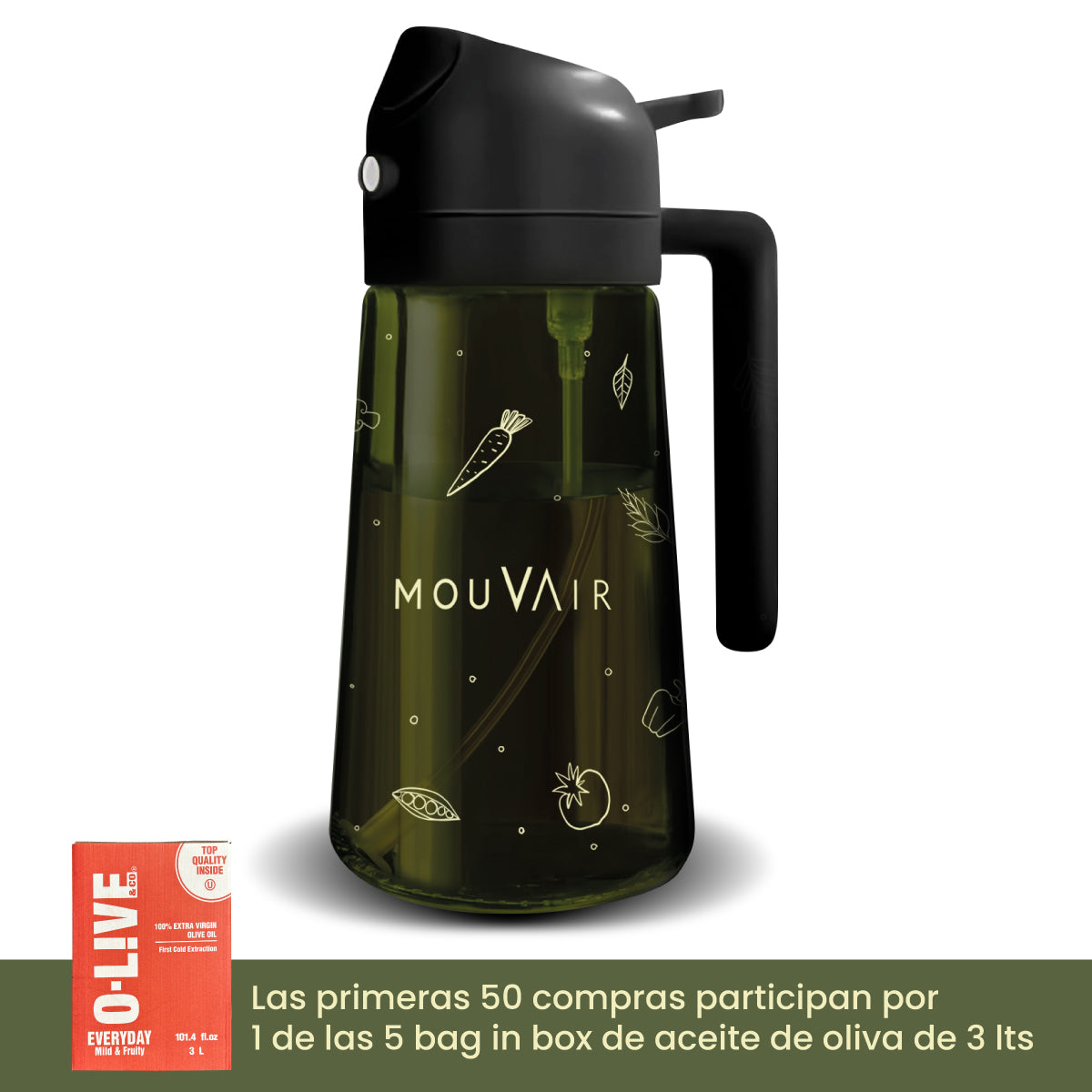 Rociador de aceite 2 en 1 spray y boquilla