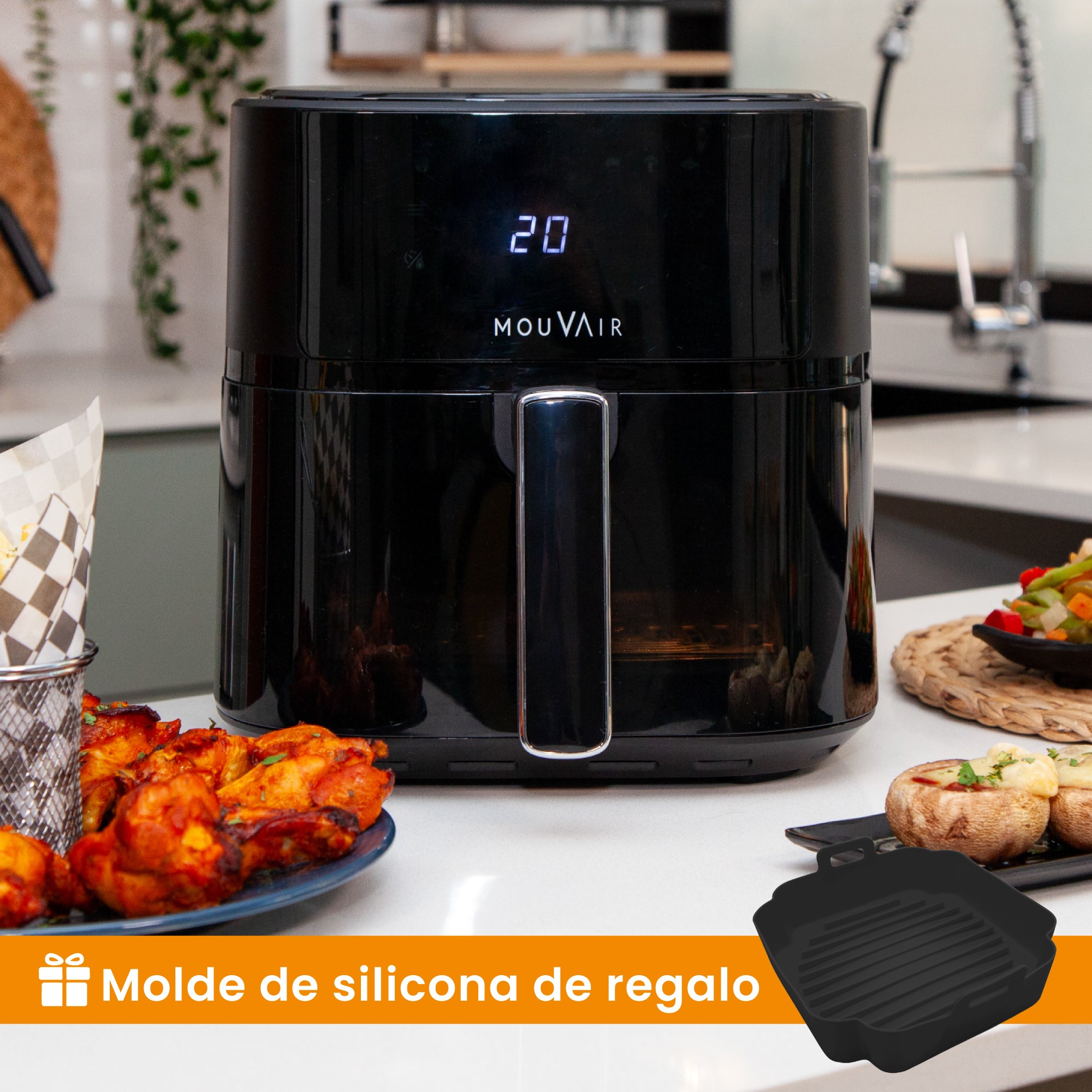Pack Freidora de aire Clear Fry 6L + Molde de Silicona de Regalo