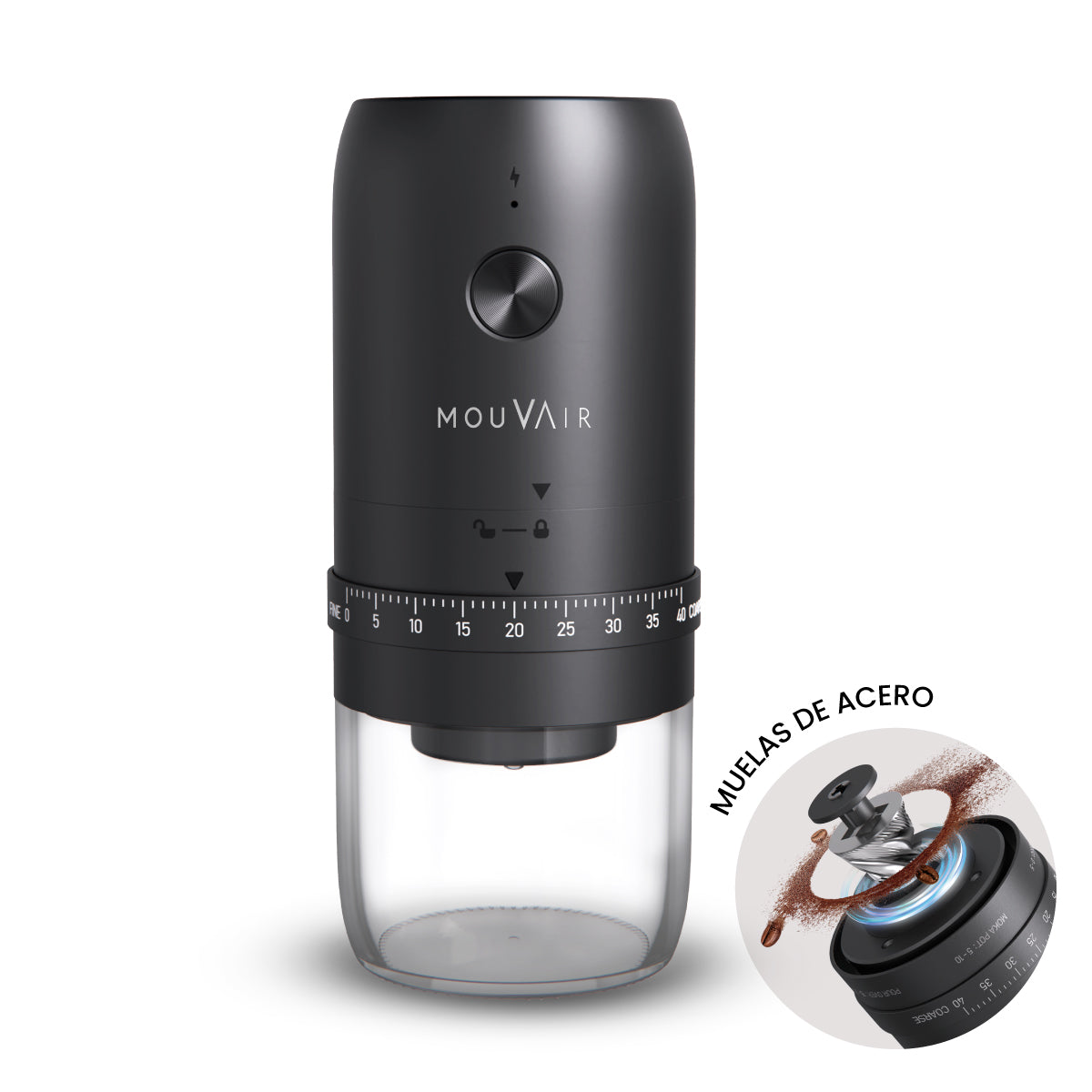 Molinillo de Café Eléctrico Ajustable con Muelas de Acero Versión Pro