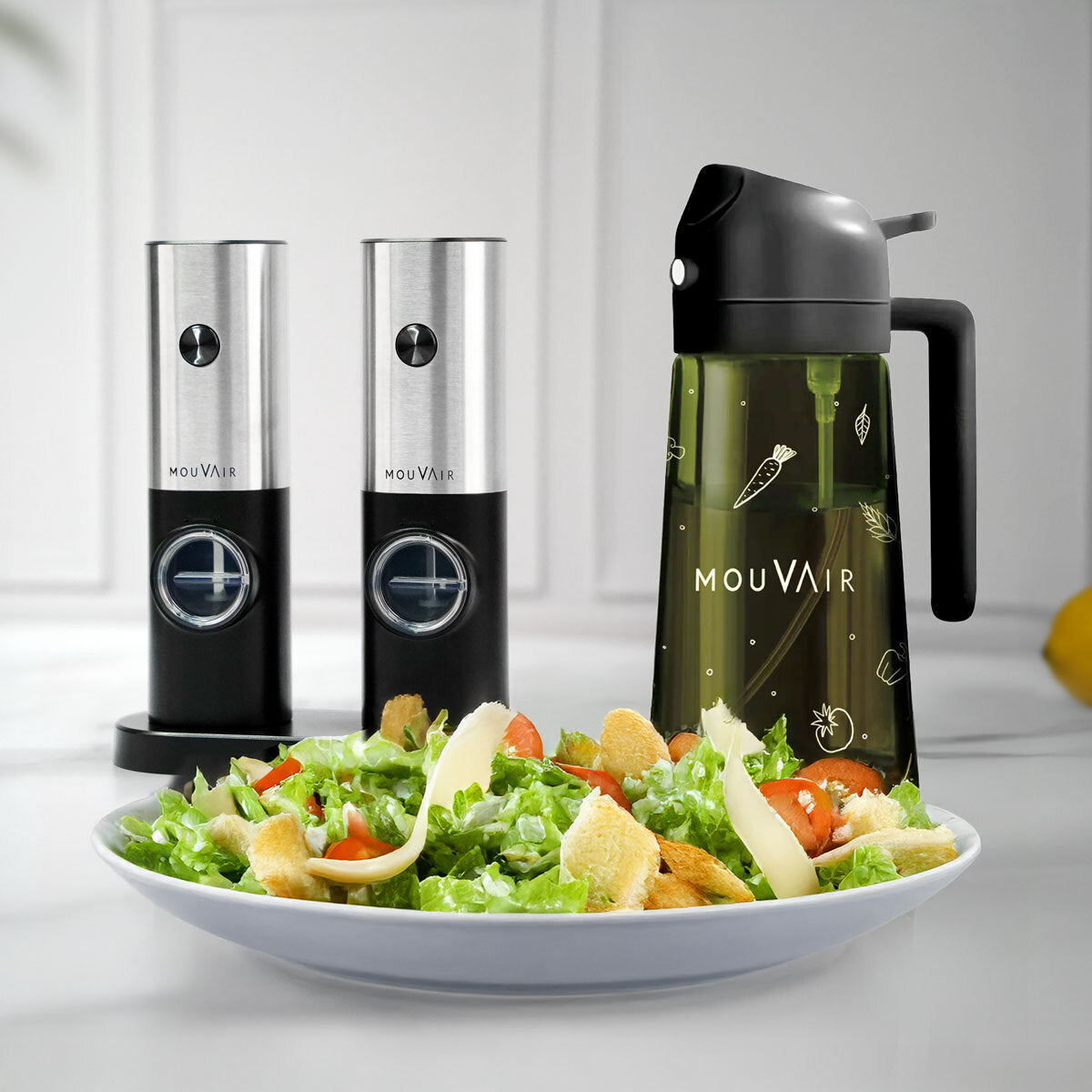Pack Molinillo Eléctrico de Sal y Pimienta + Rociador de Aceite