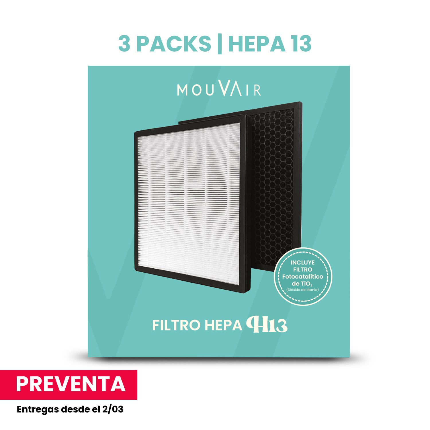 Preventa Pack De Filtros HEPA H13 Mouvair Zen (grado médico)
