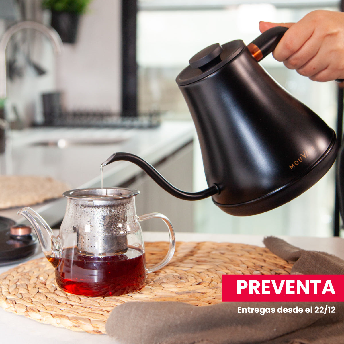 Preventa Hervidor Eléctrico Inteligente Cuello Cisne Negro