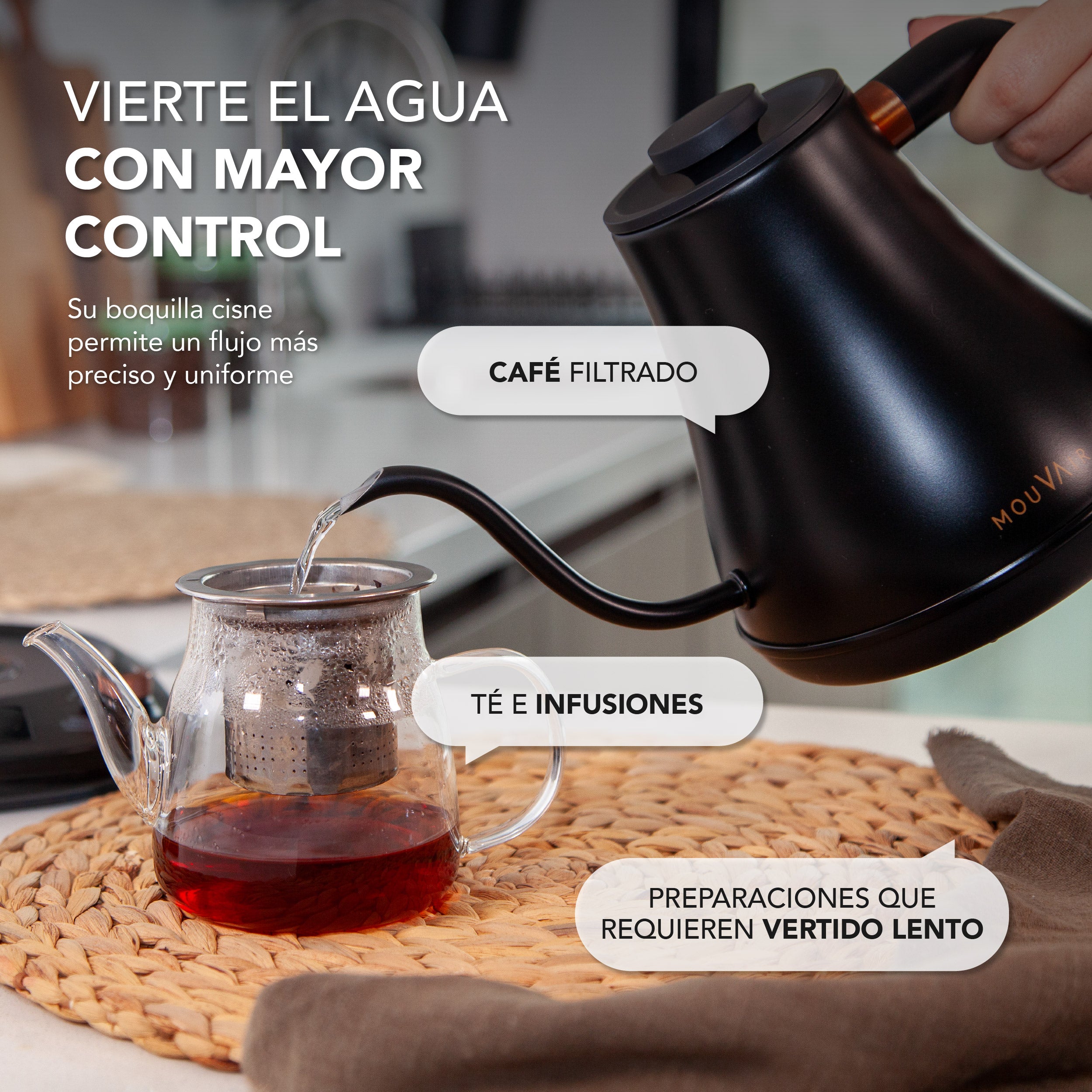 Hervidor Eléctrico Inteligente Cuello Cisne Mouvair Swan