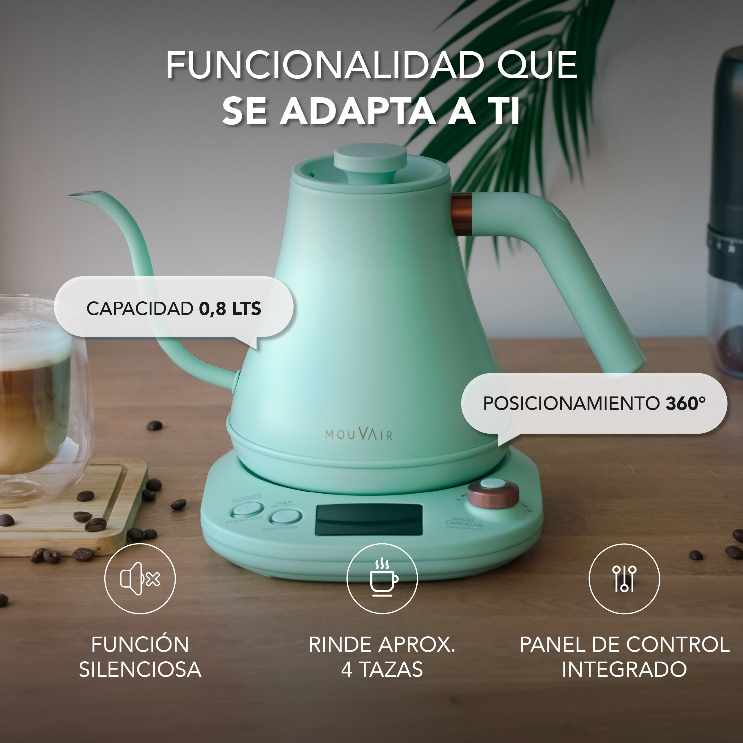 Hervidor Eléctrico Inteligente Cuello Cisne Mouvair Swan